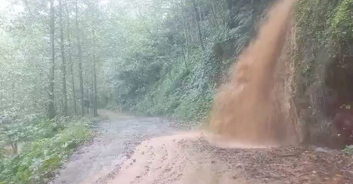 Rize’de heyelan! Taş duvarın yıkılma anı kamerada